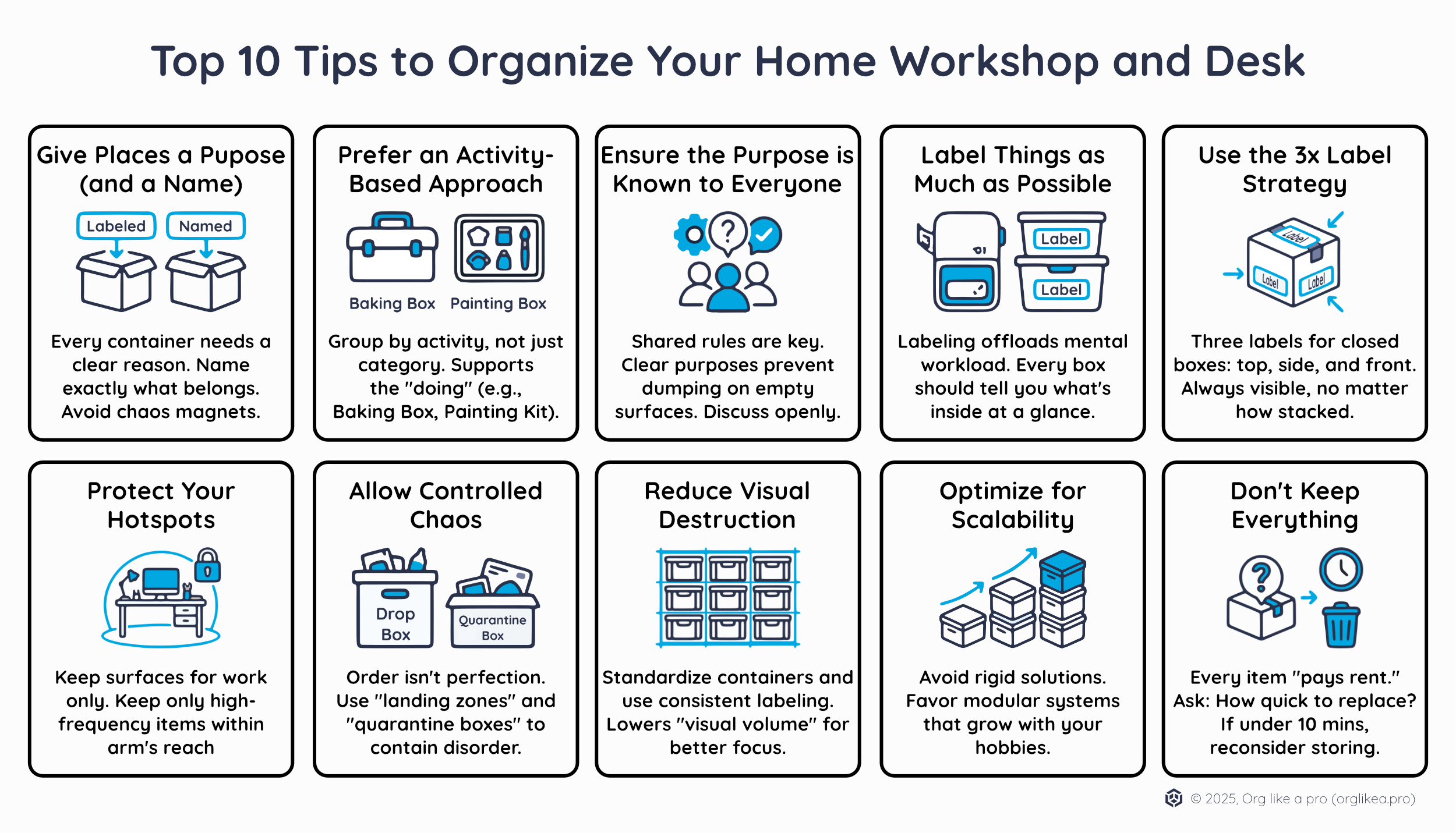 Top 10 tips for organization infographic